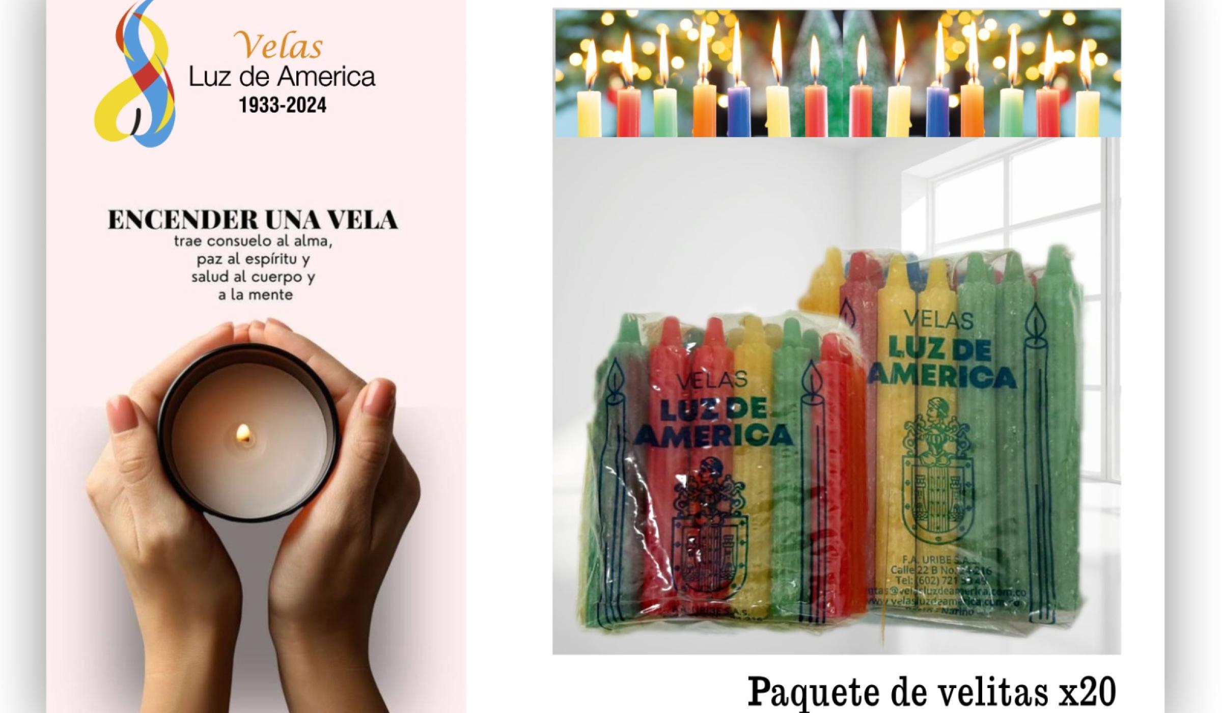 Vela acanalada de colores por 20 unidades